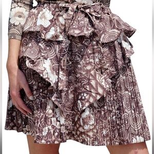 NWOT Ulla Johnson 100% Cotton Sigrid Tiered Mini Skirt in Brown Teak Size 6